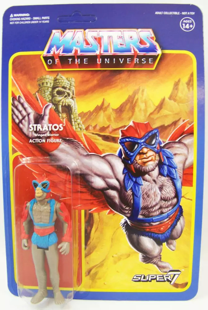Figurine Les Maitres de l'Univers Stratos Super7 10cm aux couleurs originales du jouet vintage de notre enfance