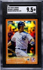 2015 TOPPS CHROME #88 BRETT GARDNER ORANGE REFRACTOR SGC 9.5 /25 3730330