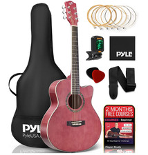 36" 3/4 Junior Acoustic Guitar All Wood Steel String Mauve Finish w Starter Kit