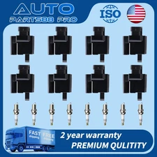 Square Ignition Coil Set & Iridium Spark Plug For Chevy GMC 4.8L 5.3L 6.0L 8.1L