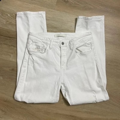 Joe's Mid Rise Slim Tomboy Crop Jeans The Scout Sz 27 White Distressed Spring