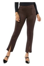 HUE Women's Faux Suede High-Rise Straight Leg Legging Coffee
