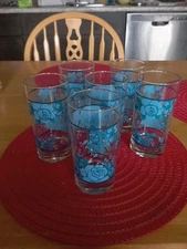 Corelle Blue Velvet A.K. A. Crisa Blue Flower 16 Oz. Tumblers Set of 6