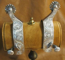 E Garcia Silver Spurs Full Overlay Stainless Finish