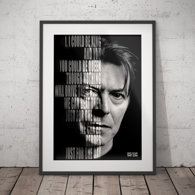 David Bowie 'Heroes' Lyrics Poster Five Print or Three Framed Options ...