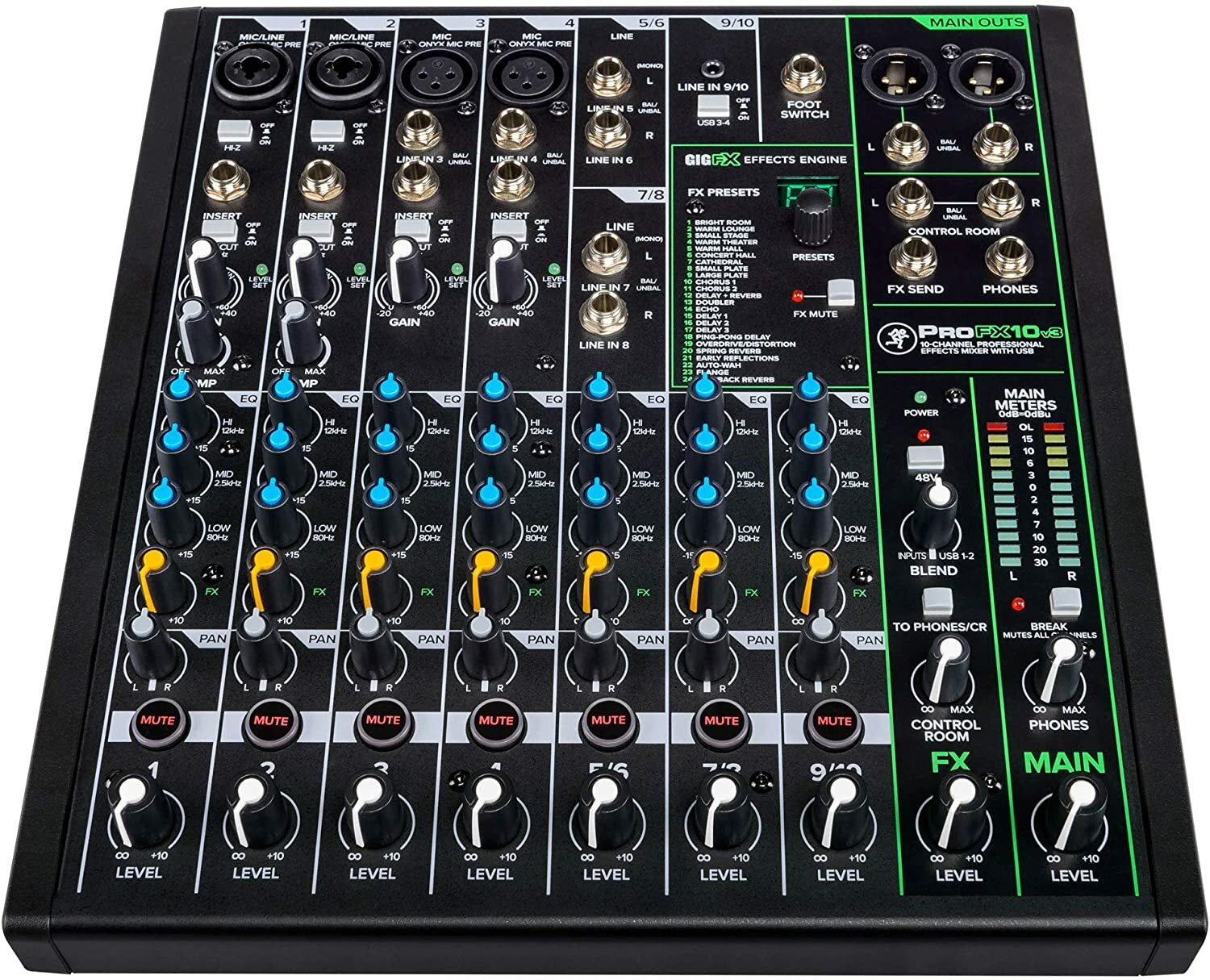 MACKIE PROFX10V3 Mixer professionale 10 canali + Usb + Effetti Live Radio Studio