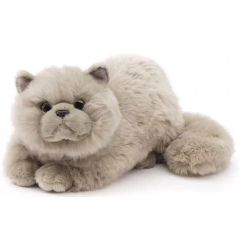 Peluche chat persan gris couché 31 cm Unitoys idée cadeau anniversaire enfant