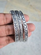 Set Of 3 Boho Silver Bangle Cuff Bracelet Handmade Jewelry Gift For Her 94