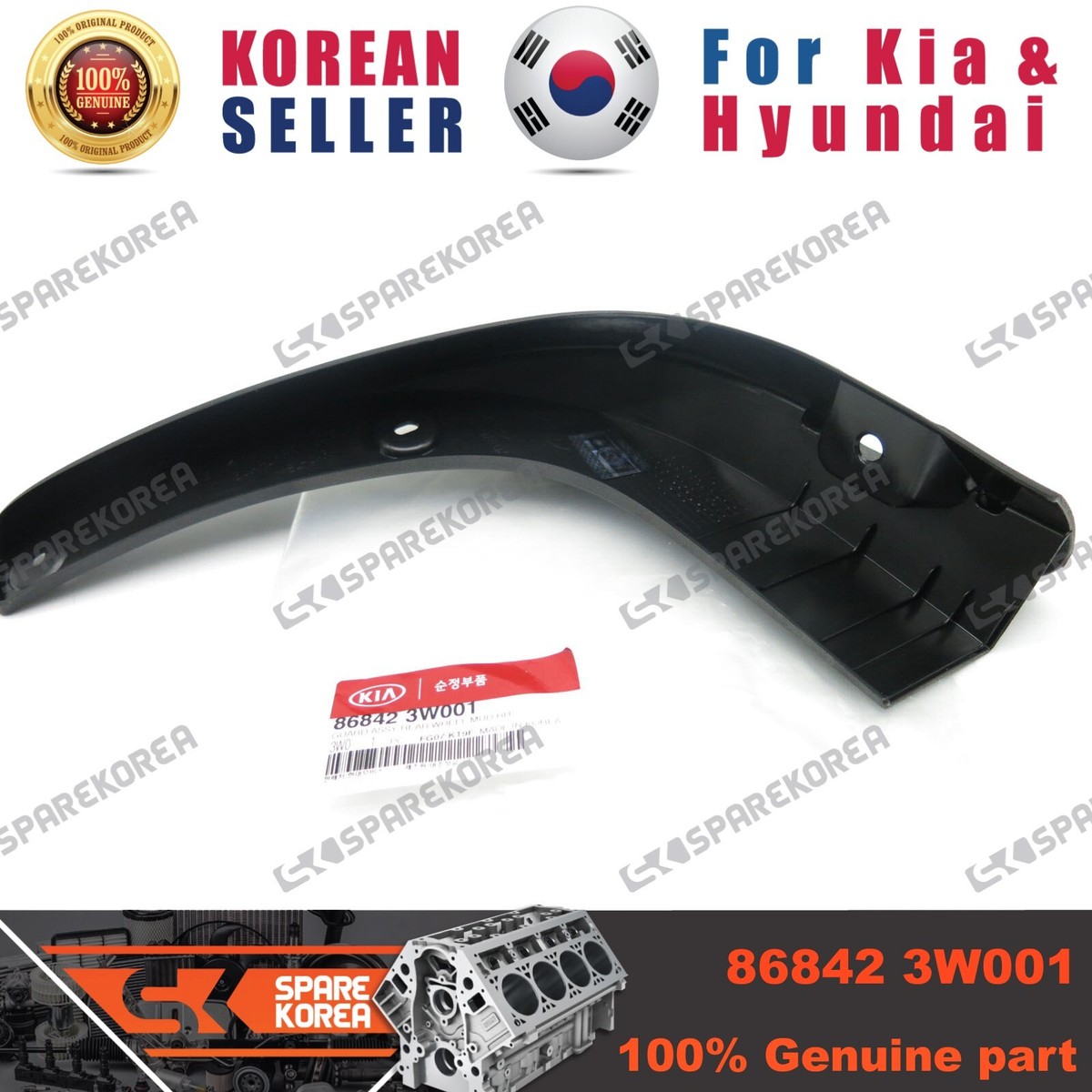 Genuine/OEM 868423W001 GUARD ASSY-REAR WHEEL MUD,RH for Kia