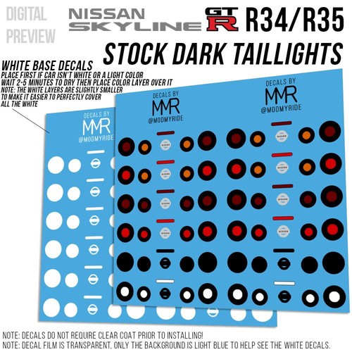 1/64 NISSAN GTR R34 Calcomanías de tobogán acuático personalizadas Faro Luz trasera R35 para Hot - Imagen 9 de 27