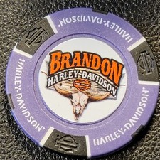 BRANDON HD ~ FLORIDA (Purple/Black Full Color) Harley Davidson Poker Chip CLOSED
