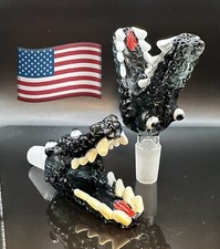 3.5" Black Crocodile Glass Slide Bowl 14mm Water Pipe Hookah Head Piece Thick