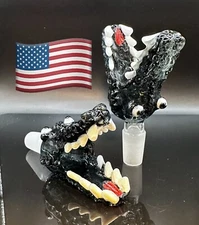 3.5" Black Crocodile Glass Slide Bowl 14mm Water Pipe Hookah Head Piece Thick