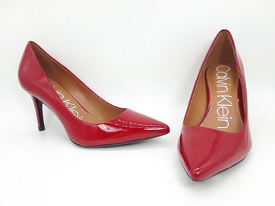 red calvin klein pumps