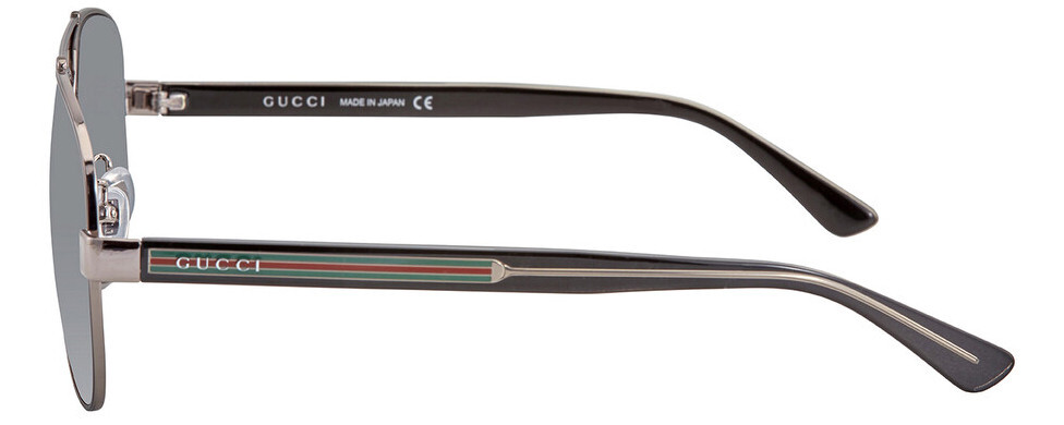 GUCCI705 Gucci GG0528S Pilot Sunglasses Ruthenium Silver Black Crystal
