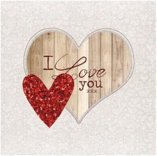 Decoupage Art Craft Cocktail Napkin 5" x 5", I Love You, Heart, Valentine's Day