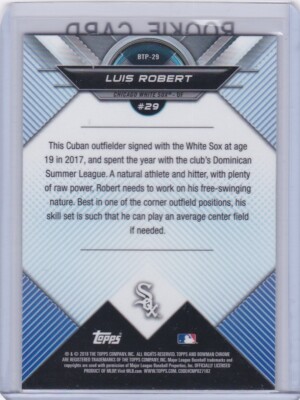 LUIS ROBERT ROOKIE CARD Chicago White Sox BOWMAN CHROME TOP 100