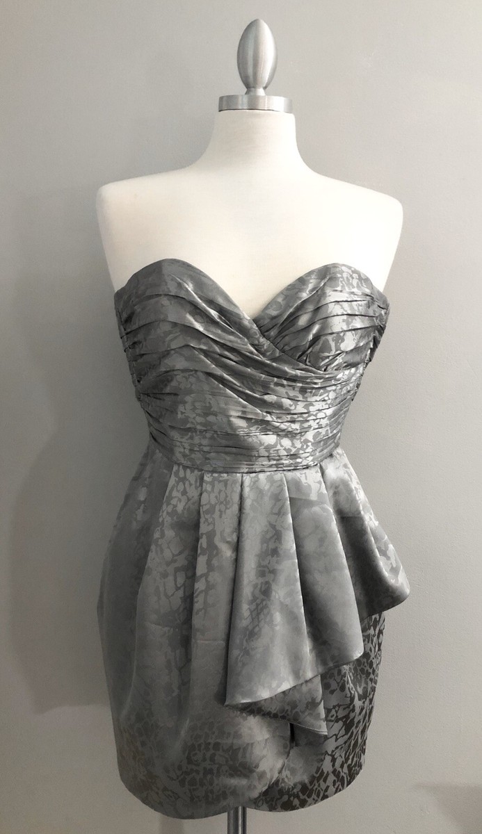 knee length dresses for ladies Free People Silver Molten Metal Mini Dress (SzS)