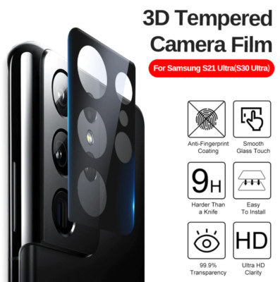 Für Samsung S22 S21 Ultra Full Cover Hartglas Rückseite Kamera Linse Schutz