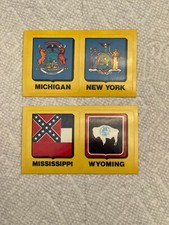 Post Cereal Premiums State Flag Stickers Gag Inc. Kelloggs  MI MS NY WY