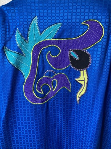 MAGGIE BARNES 3XL Patchwork Jacket Blue Embroidered Wearable Art Blazer NEW - Picture 13 of 13