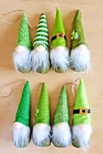 Lot of 8 St. Patrick Gnomes Plush Elf Dwarf Doll Tree Hanging Ornaments