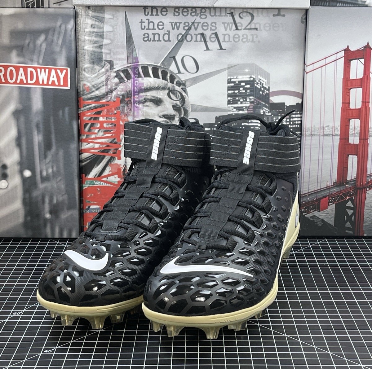 Nike Men's 16 Force Savage Pro Football Cleats Black Gold White