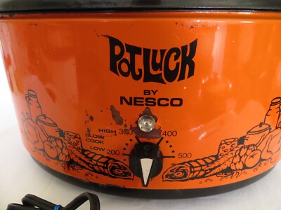 Vintage Nesco POT LUCK 5-Quart Slow Cooker - 1960s - Orange