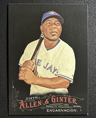2016 Allen & Ginter X #80 EDWIN ENCARNACION Toronto Blue Jays card in Toploader