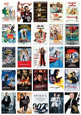 James Bond 007 All films on 1 Poster ready to frame A5-A0 - 190gsm