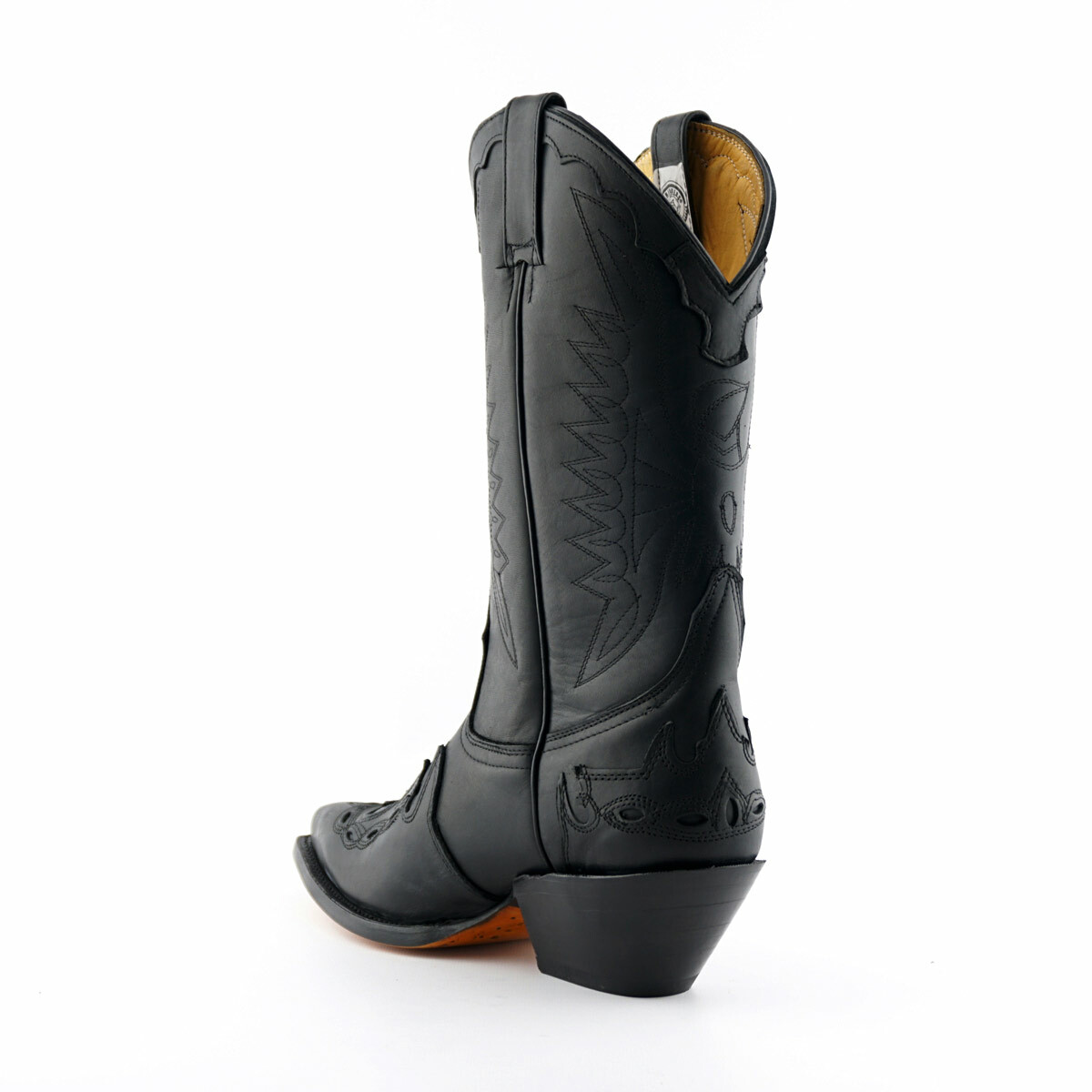 Grinders Arizona HI Unisex Black Leather Boots Cuban Heeled Cowboy