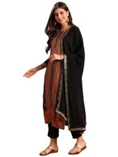 Women's Chanderi Ethnic Motifs Straight Woven Design Kurta Pant With Dupatta