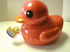 Jaru Orange Dazzle Rubber Duckie, 6”, Sparkle Glitter Duck Toy, Floats In Water