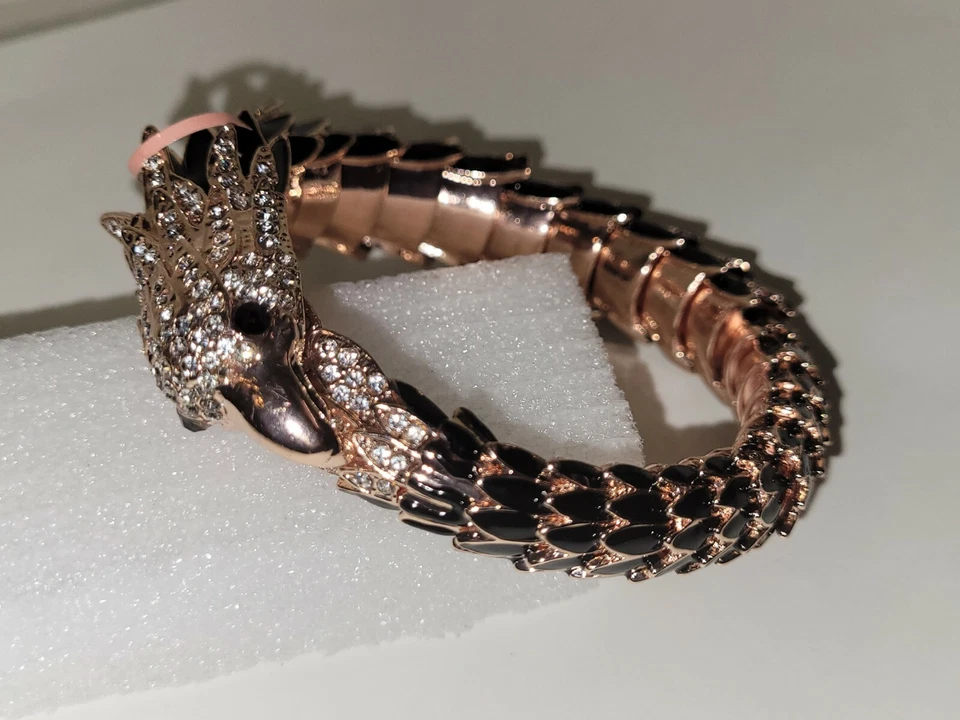 Austrian Crystals Enamel Eagle Bangle Bracelet 7" - Image 4 of 4