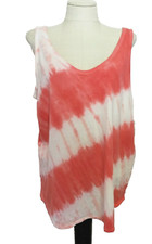 TERRA  SKY ORANGE/WHITE ABSTRACT STRIPE DOUBLE V TANK TOP SZ 0X