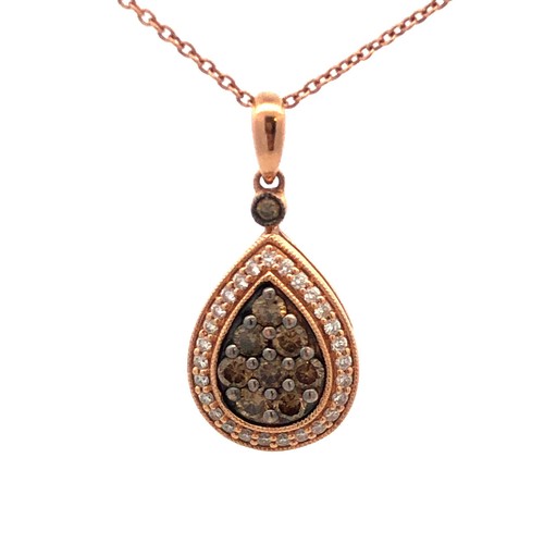 LeVian 14K Rose Gold Mocha Vanilla Diamond Teardrop Pendant Necklace