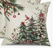 WINTER TREES CARDINAL CHRISTMAS Throw Pillow Cover Winter Holiday Home Decor
