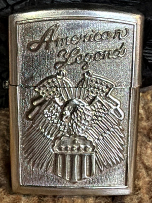 Vintage American Legend Raised Eagle Windproof Lighter-Sparks! Needs Fluid!!