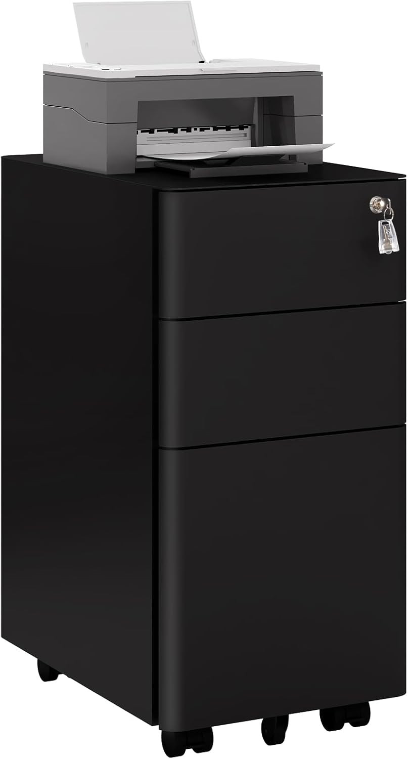 Caisson de bureau mobile pour dossiers suspendus A4 en bois de chêne