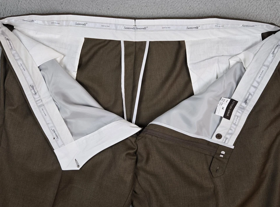 Santorelli *NWOT* Tobacco Brown Luxury Serge Romeo Pants Size 54 Unfinished Hem - Image 4 of 4