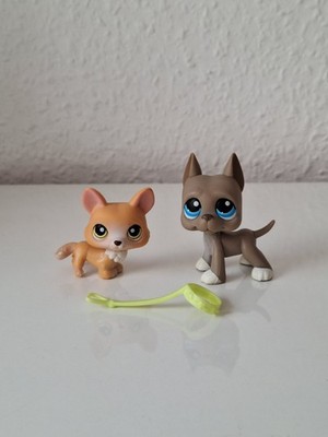 Littlest Pet Shop Lps Great Dane Dog Deutsche Dogge Braun Corgi #183 #184 Selten