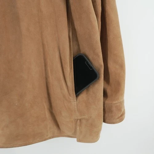 Brooks Brothers 346 Suede Jacket Mens XL Tan Genuine Leather Button Front Coat image 3