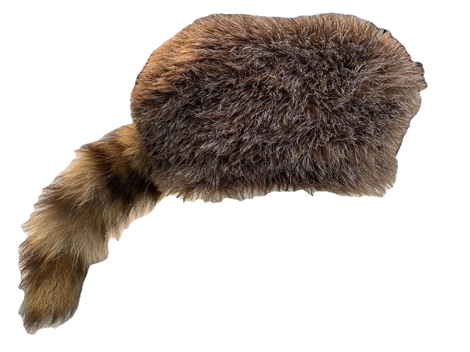 Sombrero Cola Mapache Genuino De Colección Hecho en EE. UU. Invierno Resistente Hecho Artesanal Folk Foto 2 de 4