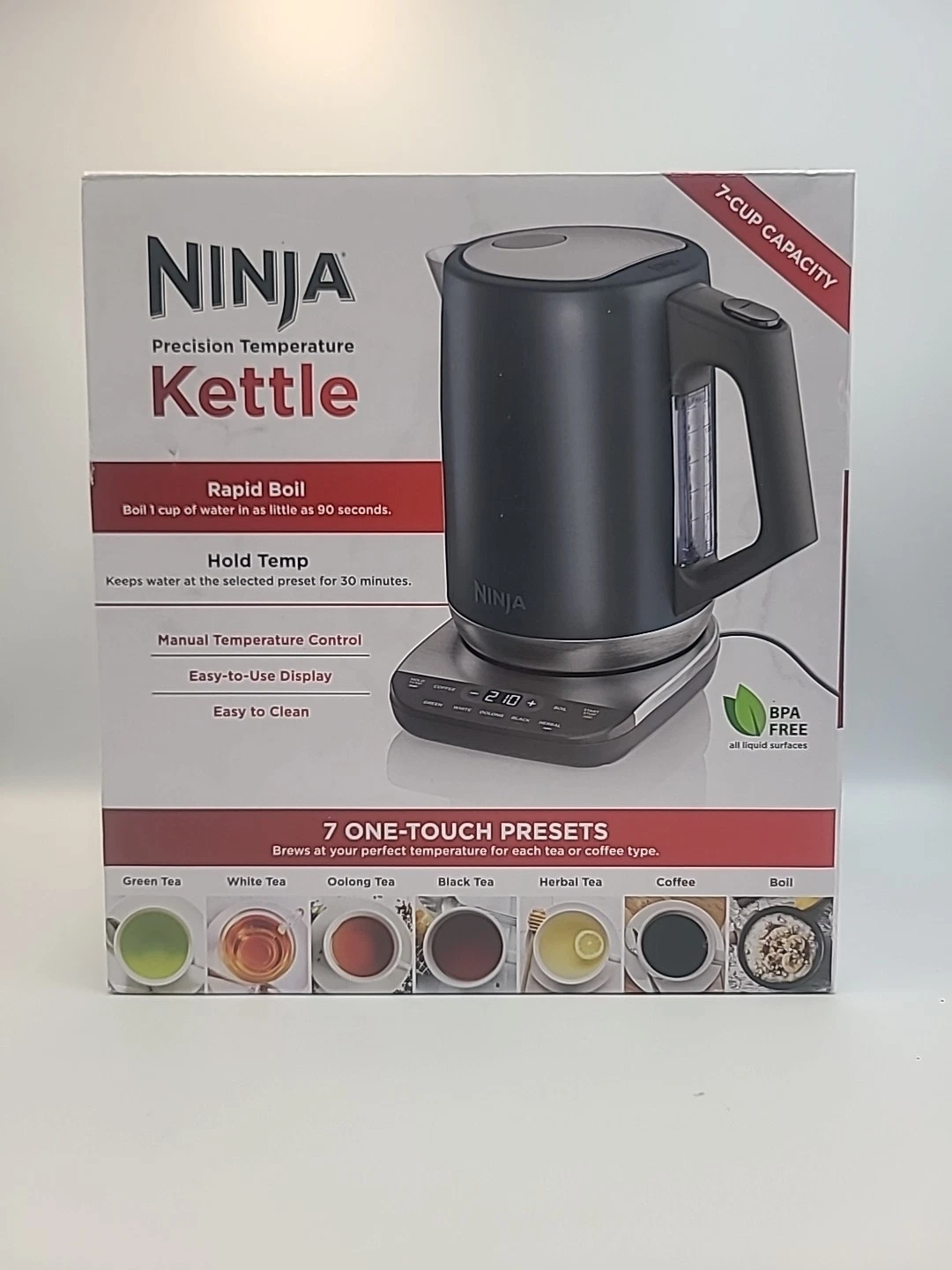 Ninja Precision Electric Kettle 1500W 7-Cup Stainless Steel BPA-Free New Sealed