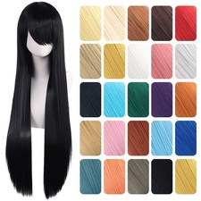 Women's Wig Long Straight Wig Ladies Red Synthetic Hair Wig Wig Cap