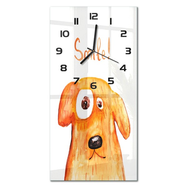 Stilvolle Glasuhr Glas-Wanduhr Aus GehäRtetem Glas Hund Schwarze Zeiger 30X60 Cm-image