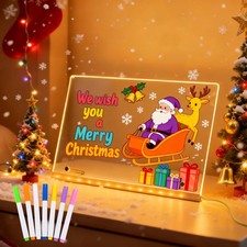 LED Note Board with Colors, Acrylic Dry Erase Board with Light 11.8"x7.9" Led...