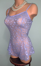 NEW Sheer Lacy Playsuit Negligee 1X Flutter Panty Chiffon Like Sheer Nightie