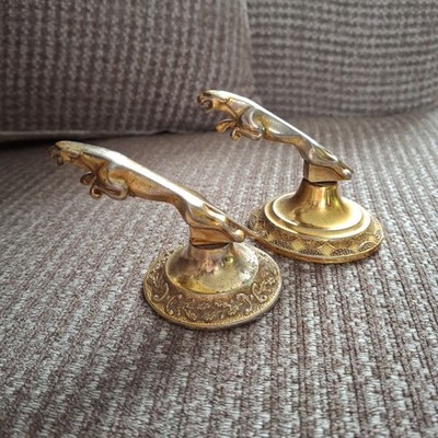 Vintage Metall Schreibtischplatte Jaguar Motorhaube Dekor