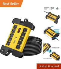 10-Outlets Heavy Duty Power Strip Metal Surge Protector with 15 Amps, 15-Foot...